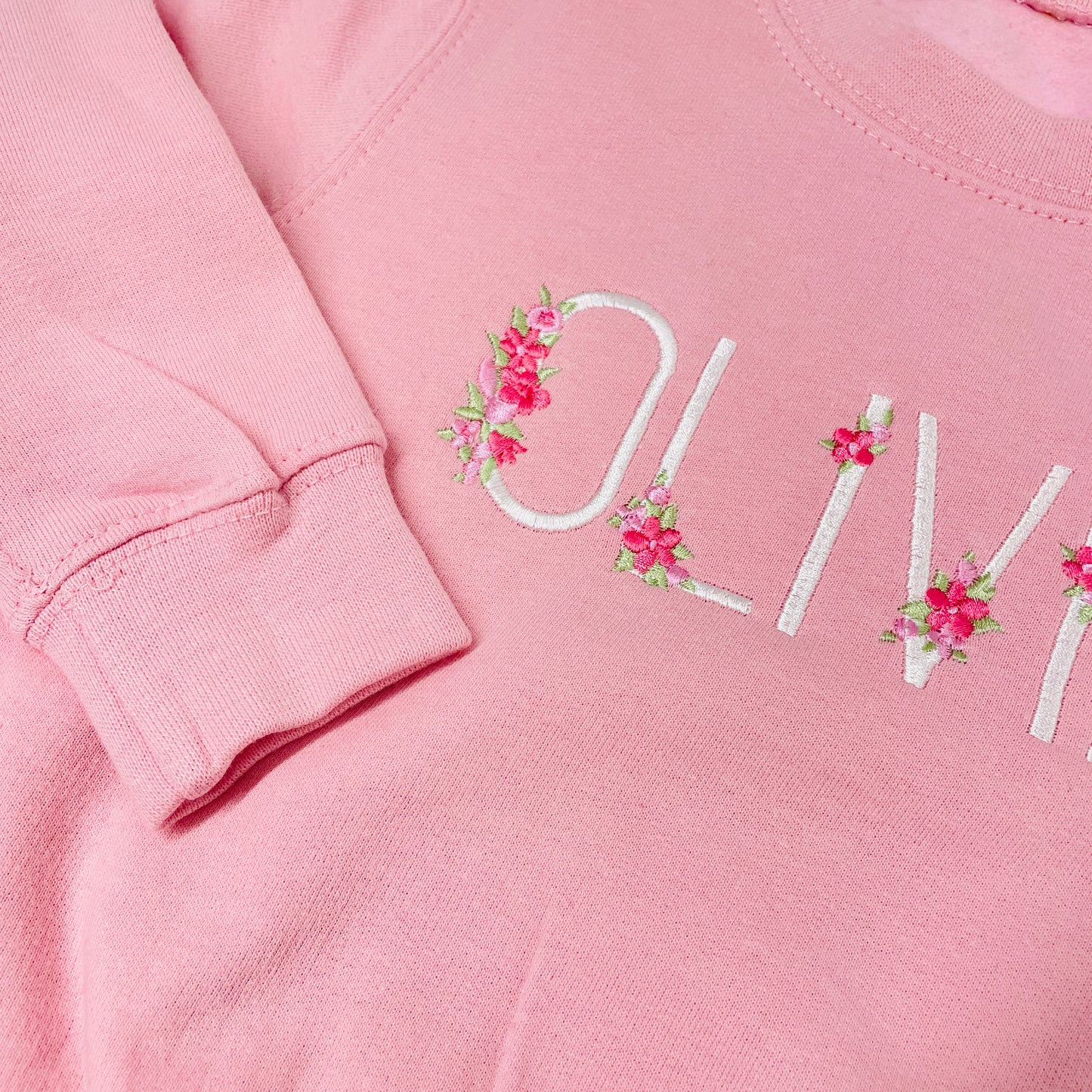 Children's Embroidered Floral Name Personalised Sweatshirt Age 1 up to 12