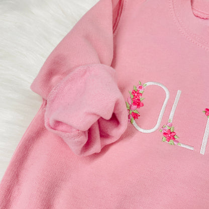 Children's Embroidered Floral Name Personalised Sweatshirt Age 1 up to 12