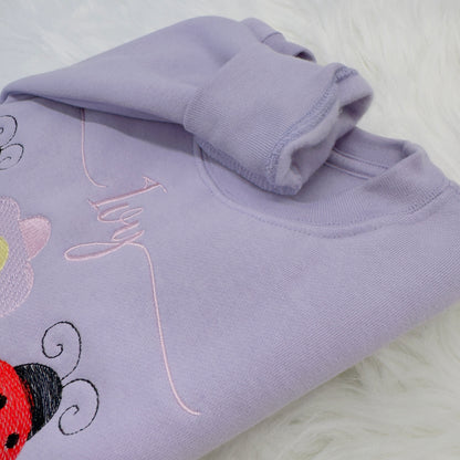 Pretty Little Ladybug Embroidered Kids Sweater - Personalised Jumper