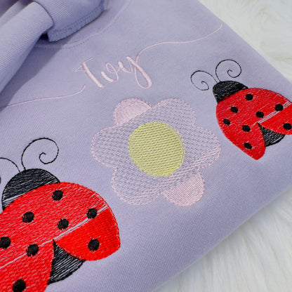 Pretty Little Ladybug Embroidered Kids Sweater - Personalised Jumper