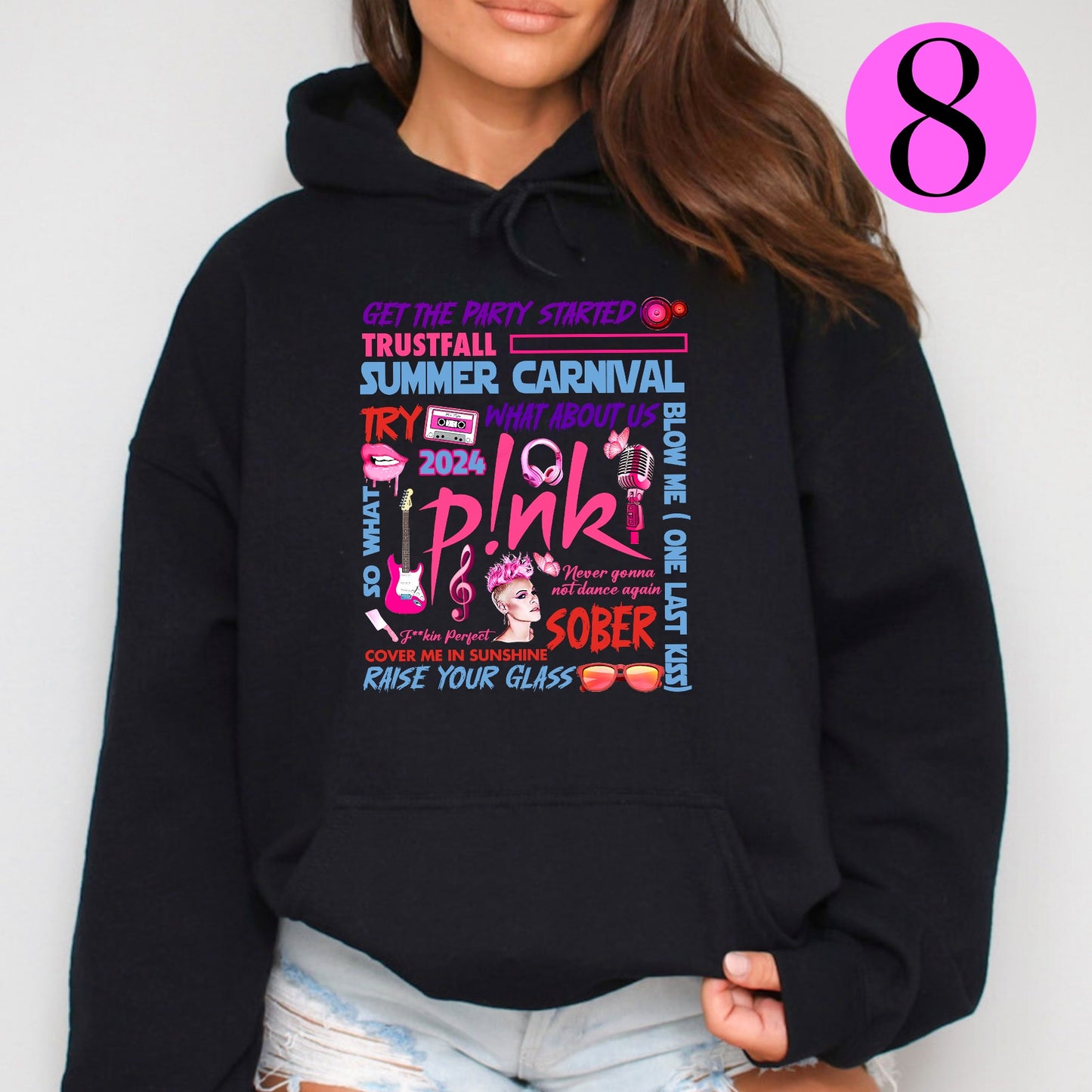 P!NK Summer Carnival Printed Hoodies Various Designs