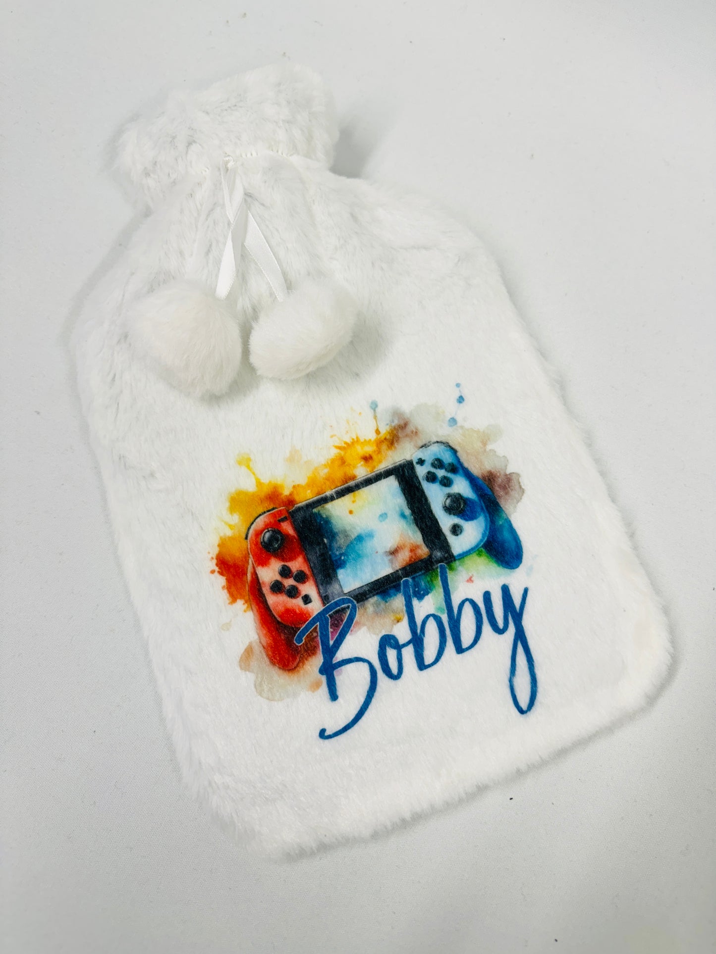 Personalised Games Console Plush Fleece Hot Water Bottle with Cover