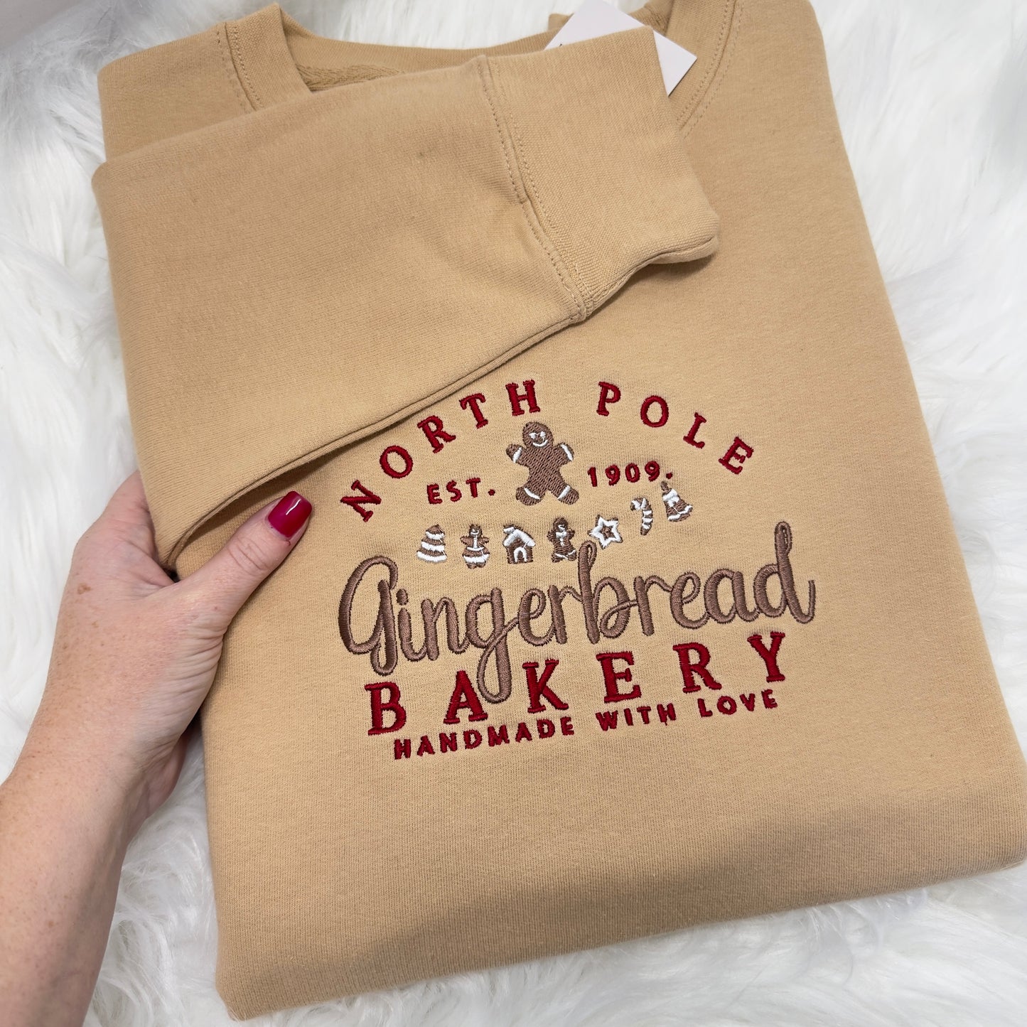 Festive Gingerbread Bakery Sweater for Adults - North Pole Bakery Christmas Magic