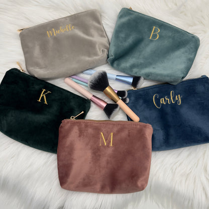 Personalised Velvet Makeup Bag - Personalised Beauty Accessory Pouch