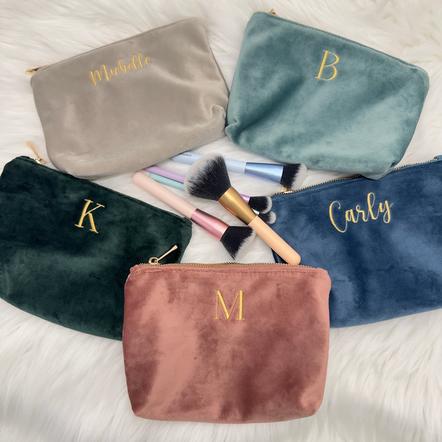 Personalised Velvet Makeup Bag - Personalised Beauty Accessory Pouch