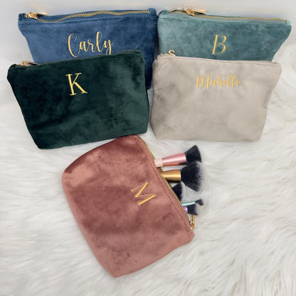 Personalised Velvet Makeup Bag - Personalised Beauty Accessory Pouch