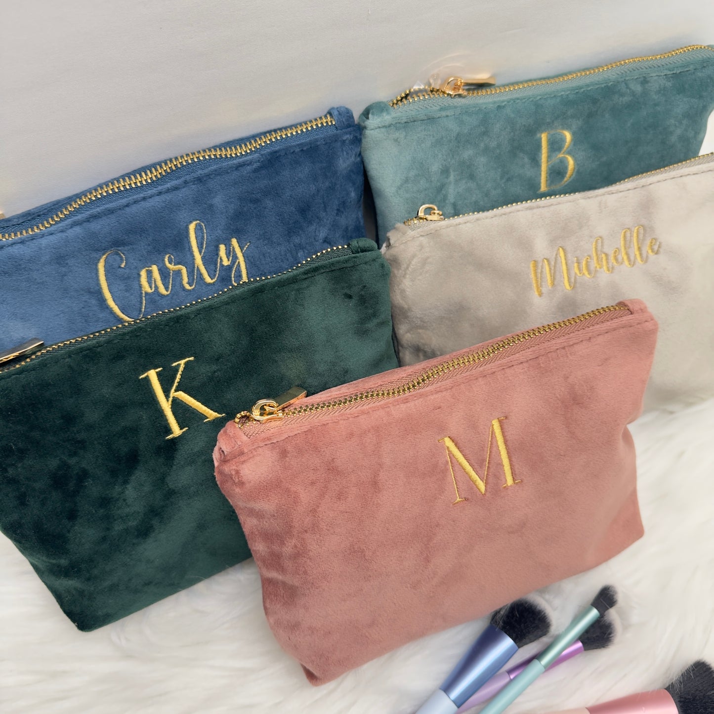 Personalised Velvet Makeup Bag - Personalised Beauty Accessory Pouch