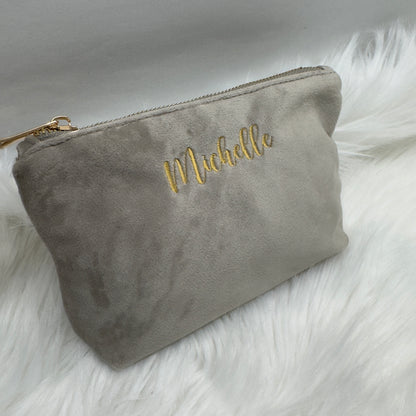 Personalised Velvet Makeup Bag - Personalised Beauty Accessory Pouch