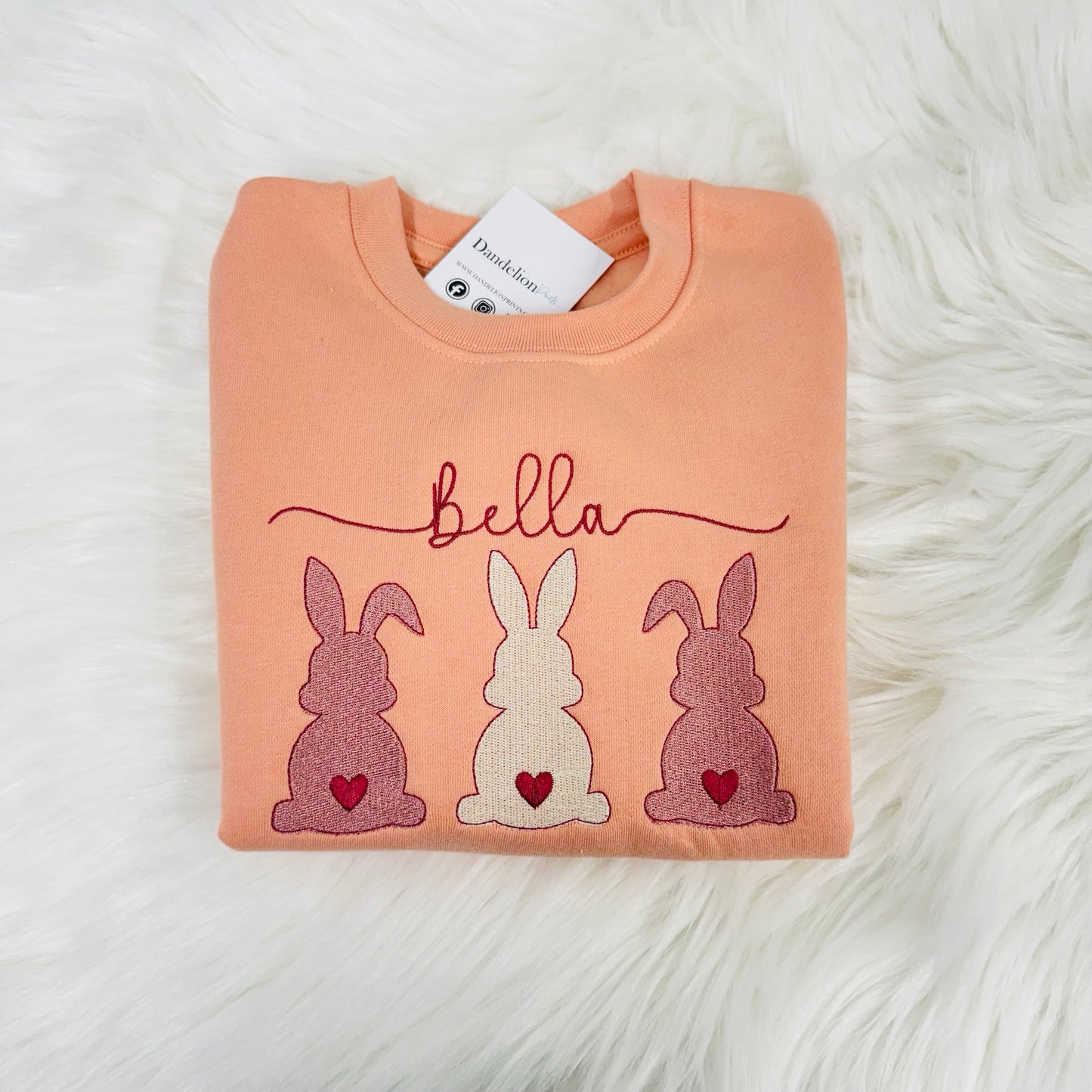 Cute Easter Bunny Embroidered Sweater for Children. Personalised with Name - Multiple Colours Available