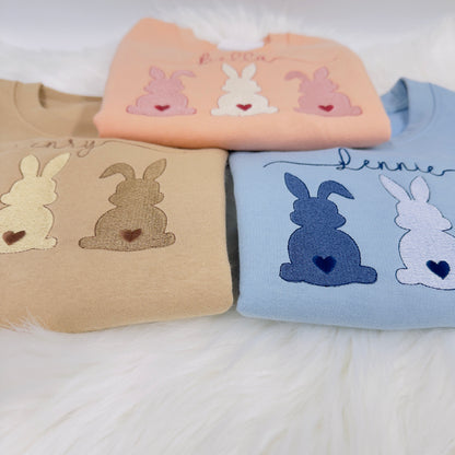 Cute Easter Bunny Embroidered Sweater for Children. Personalised with Name - Multiple Colours Available