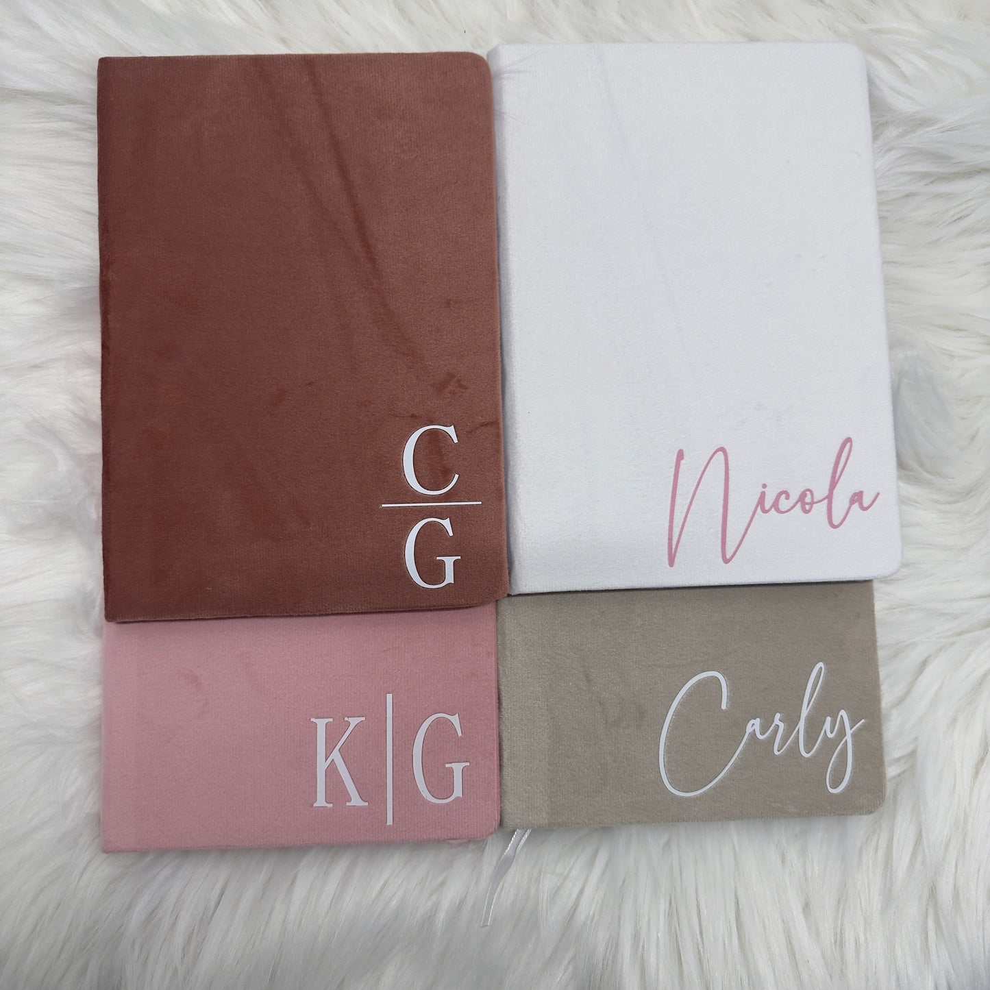 Custom Velvet Notebook - 80 Lined Pages - Personalised Name or Initials