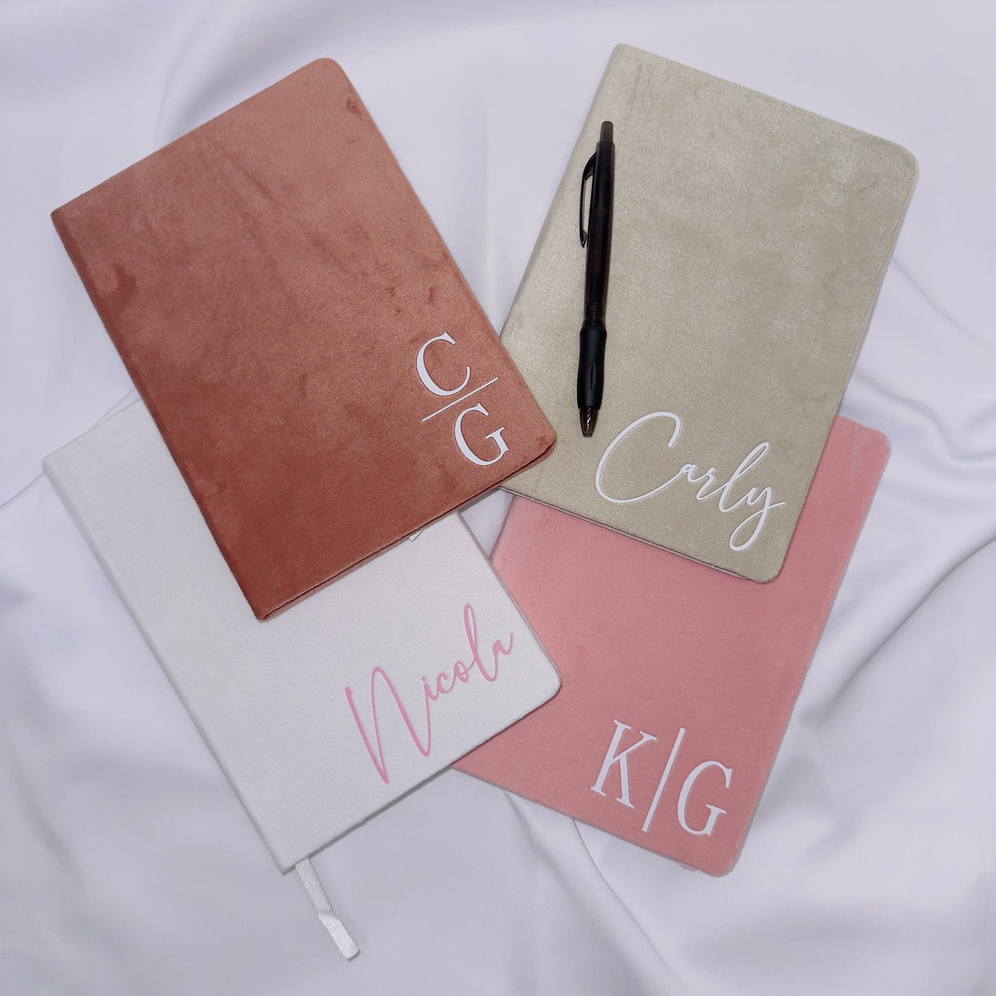 Custom Velvet Notebook - 80 Lined Pages - Personalised Name or Initials