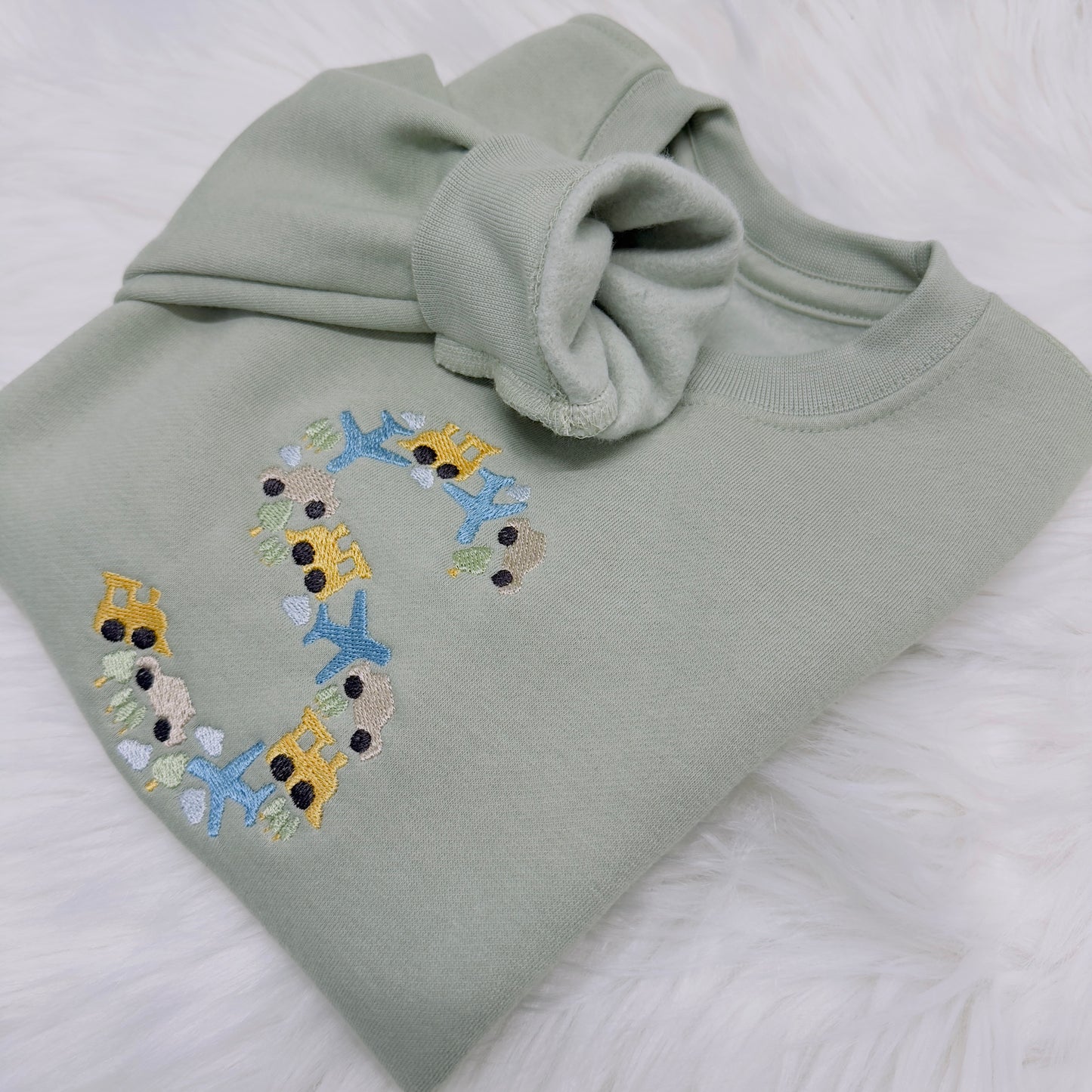 Trains, Cars & Planes Children's Initial Sweater 100% Cotton.