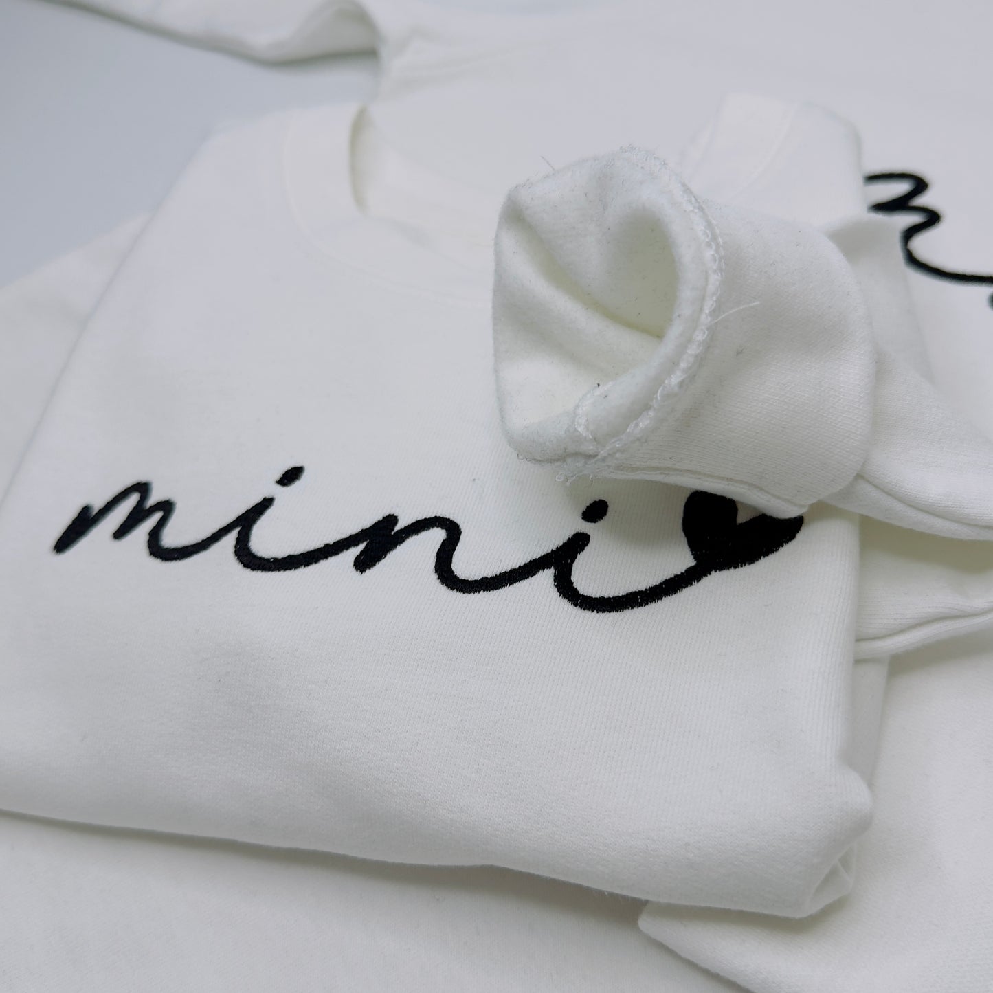 Mama & Mini Matching Sweaters in White with Boho Minimal Black Embroidery