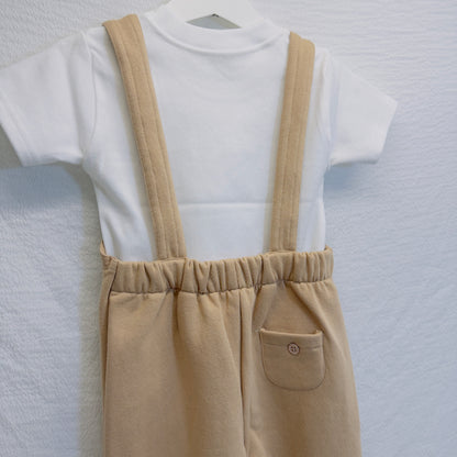 Personalised Children's Dungarees and T-Shirt Set with Floral Initial Embroidery - Custom Colours Available