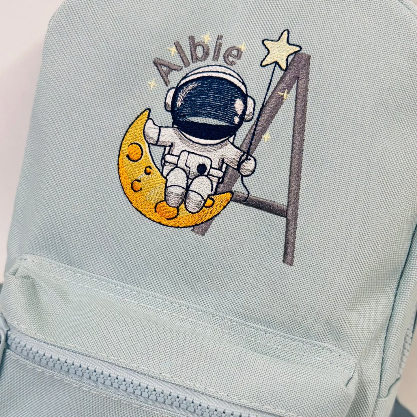 Personalised Children's Astronaut Space Backpack - Embroidered Moon Adventure in Various Colours