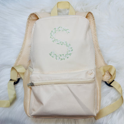 Floral Embroidered Children's Backpack in Various Colours and Sizes. Personalised School or Nursery Bag