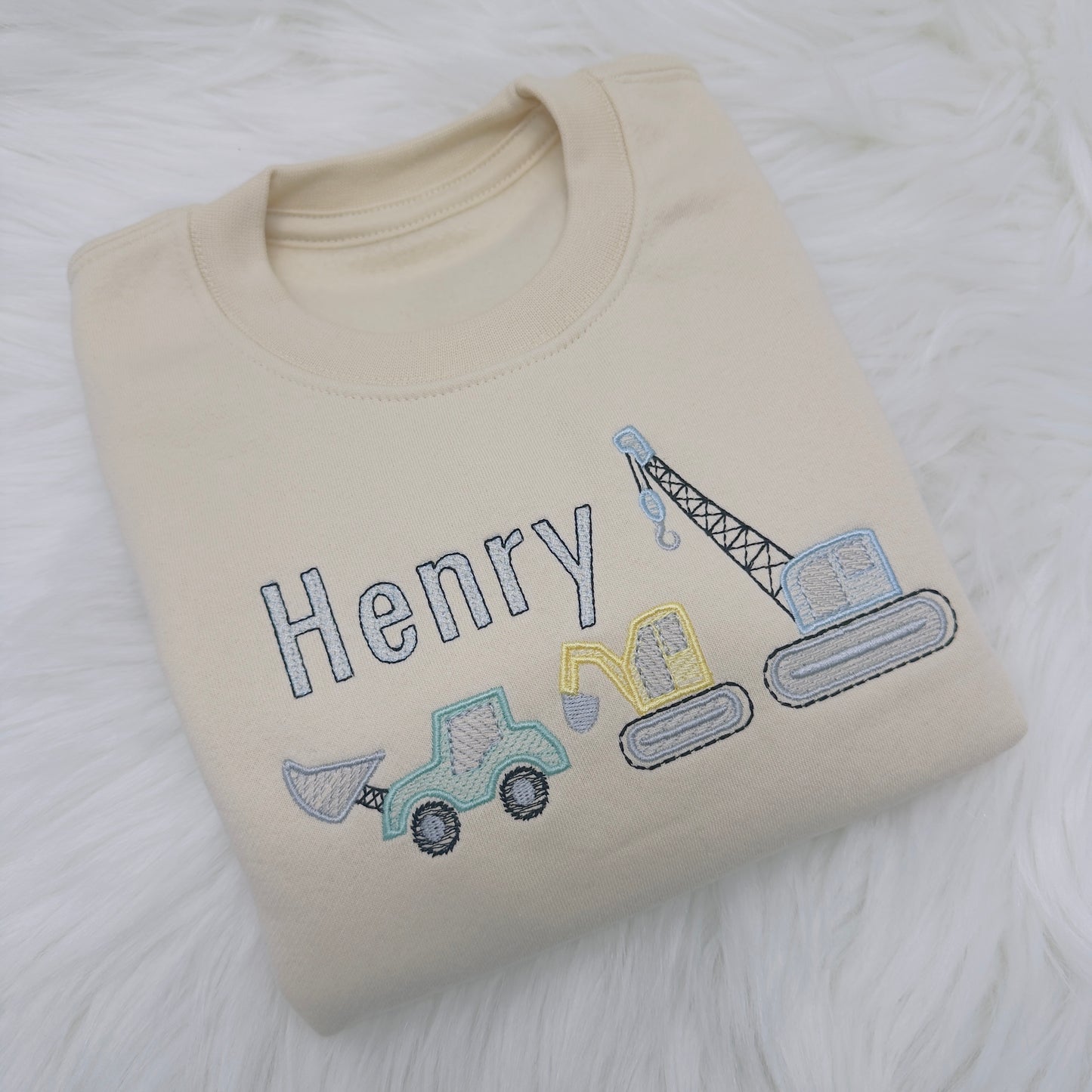 Crane, Digger and Excavator Personalised Children's Sweater