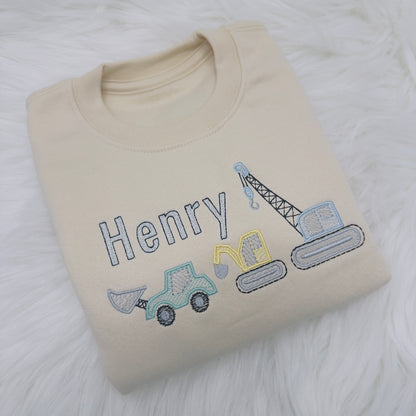 Crane, Digger and Excavator Personalised Children's Sweater