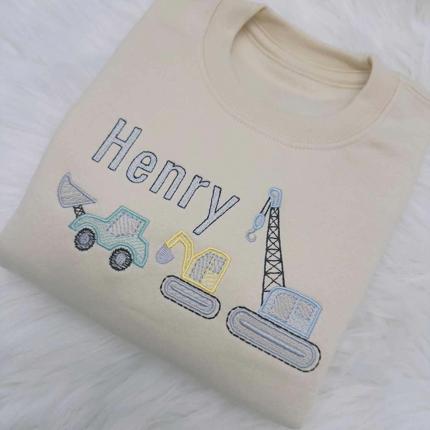 Crane, Digger and Excavator Personalised Children's Sweater