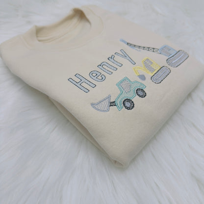 Crane, Digger and Excavator Personalised Children's Sweater