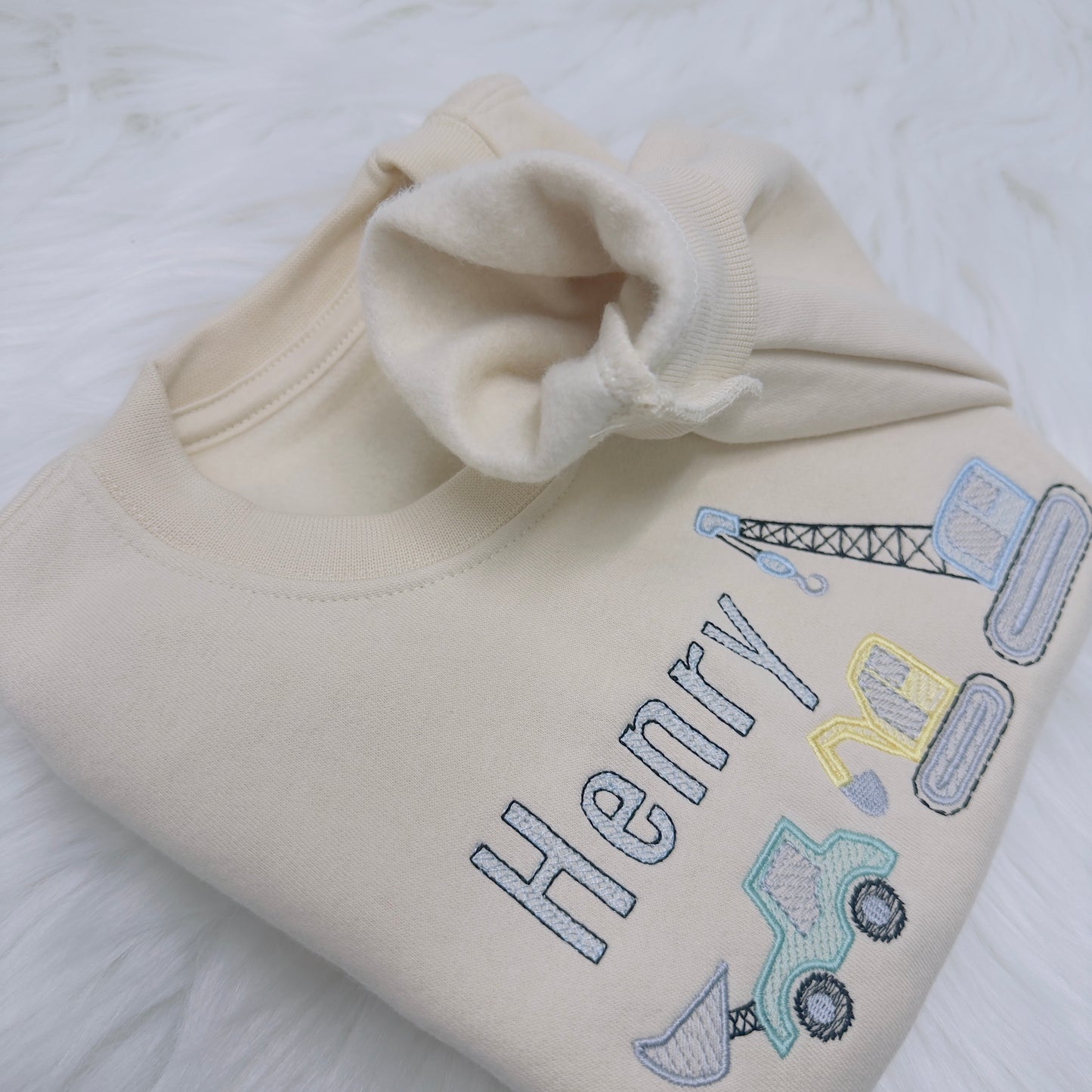 Crane, Digger and Excavator Personalised Children's Sweater