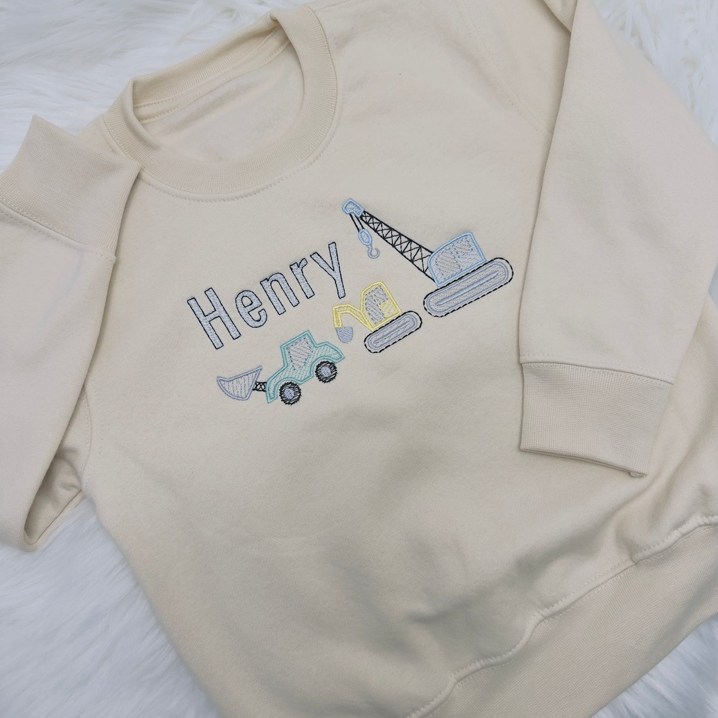 Crane, Digger and Excavator Personalised Children's Sweater