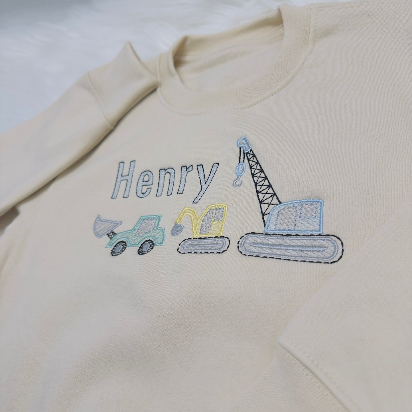 Crane, Digger and Excavator Personalised Children's Sweater