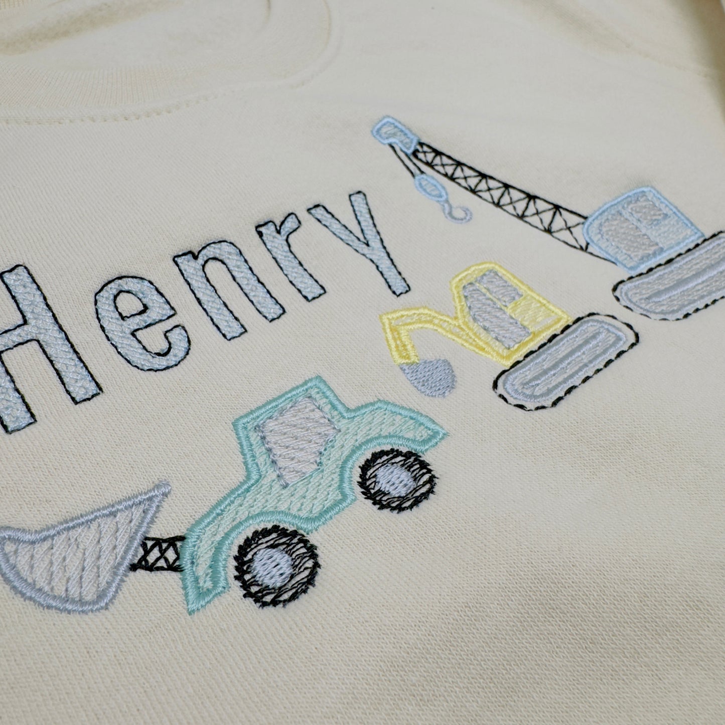 Crane, Digger and Excavator Personalised Children's Sweater