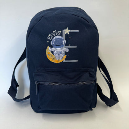 Personalised Children's Astronaut Space Backpack - Embroidered Moon Adventure in Various Colours