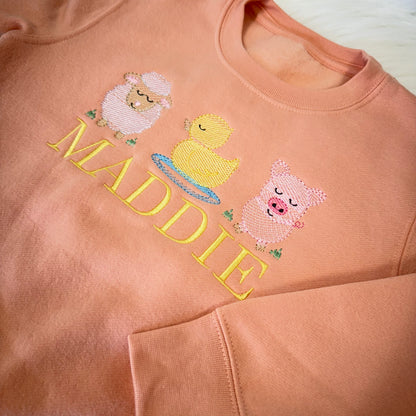 Adorable Farm Animal Design on 100% Cotton Children's Sweater - Personalised Gift for Kids