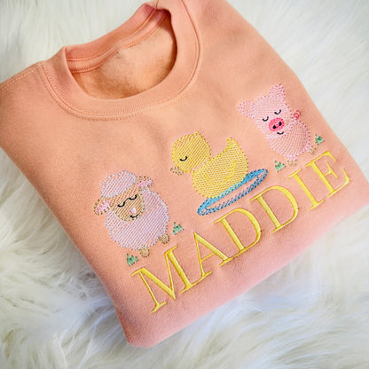 Adorable Farm Animal Design on 100% Cotton Children's Sweater - Personalised Gift for Kids