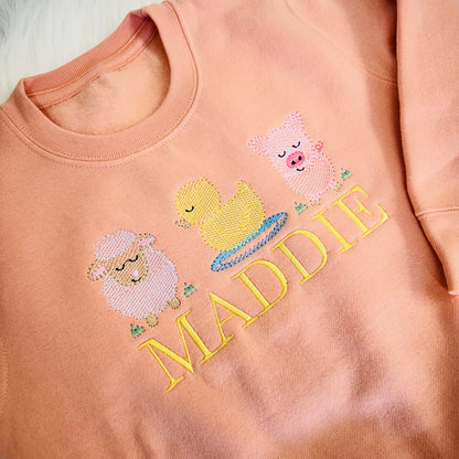 Adorable Farm Animal Design on 100% Cotton Children's Sweater - Personalised Gift for Kids