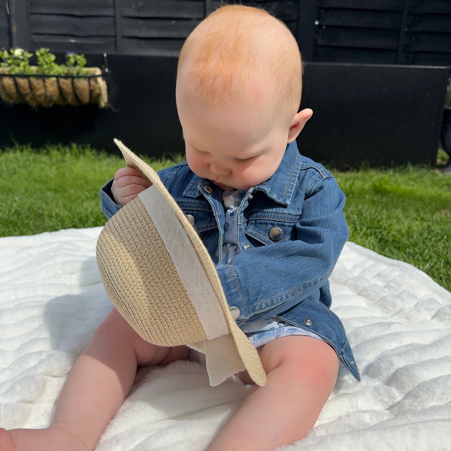 Toddler Personalised Denim Jacket with Embroidered Initial and Strawberry Plant – For Toddlers & Small Children