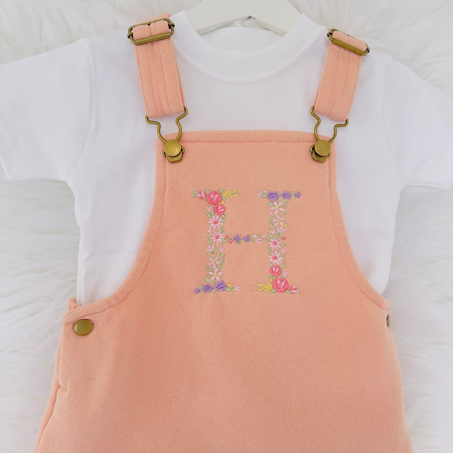 Girls' Personalised Dungaree Dress with Initial Embroidery - Personalised Children's Wear