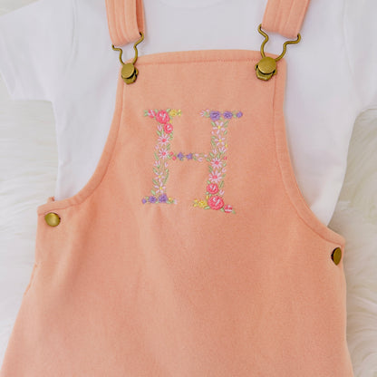 Girls' Personalised Dungaree Dress with Initial Embroidery - Personalised Children's Wear