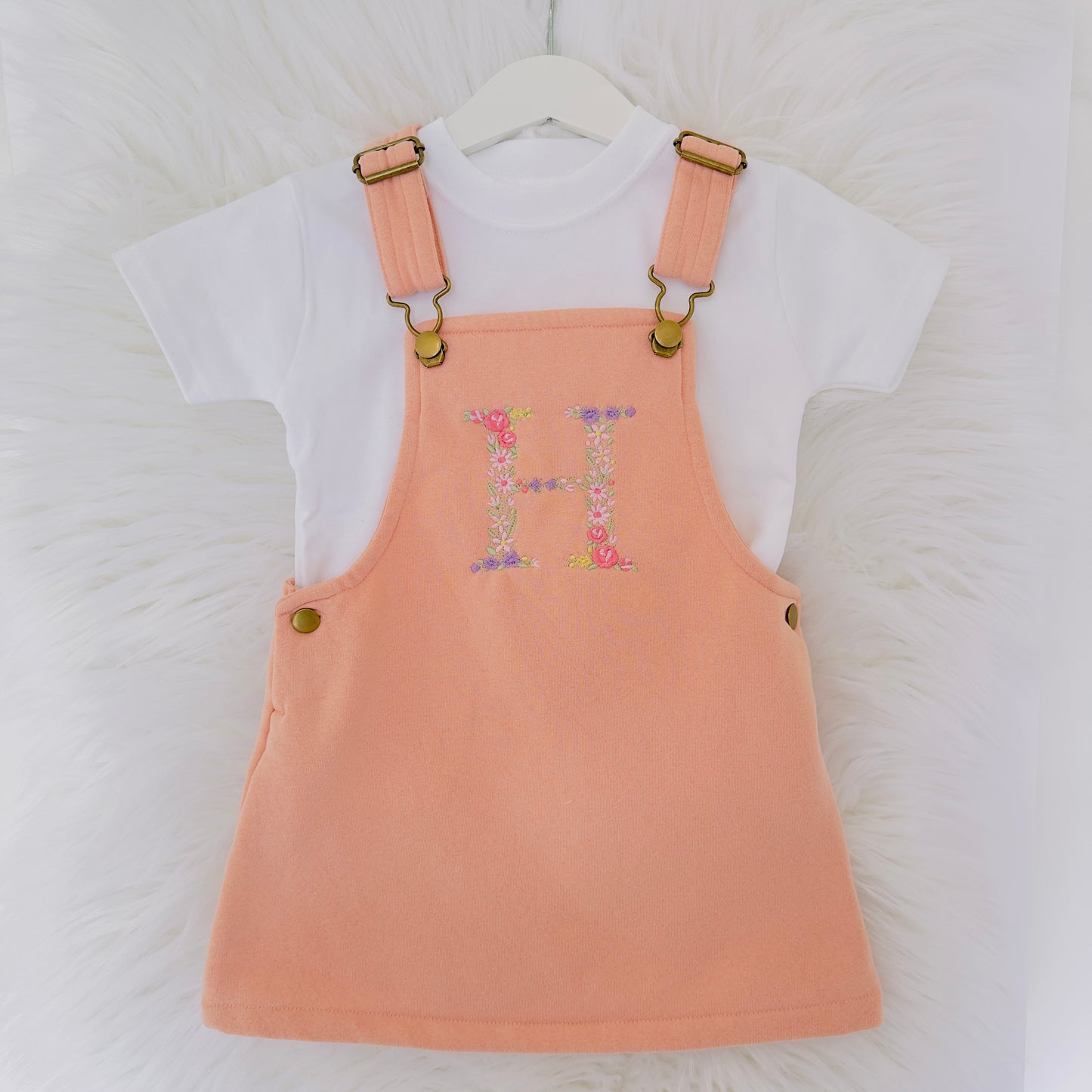 Girls' Personalised Dungaree Dress with Initial Embroidery - Personalised Children's Wear