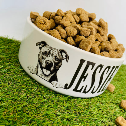 Personalised Ceramic Dog Bowl - Various Breeds Available