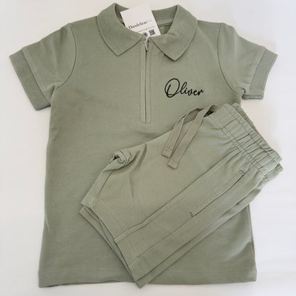 Custom Kids Matching Polo and Shorts Set | Boys Monogrammed Outfit | Available in Multiple Colours | Ages 6 months-10 years