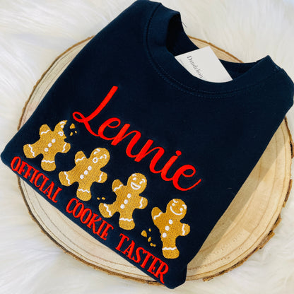 Embroidered Cookie Christmas Sweater Personalised