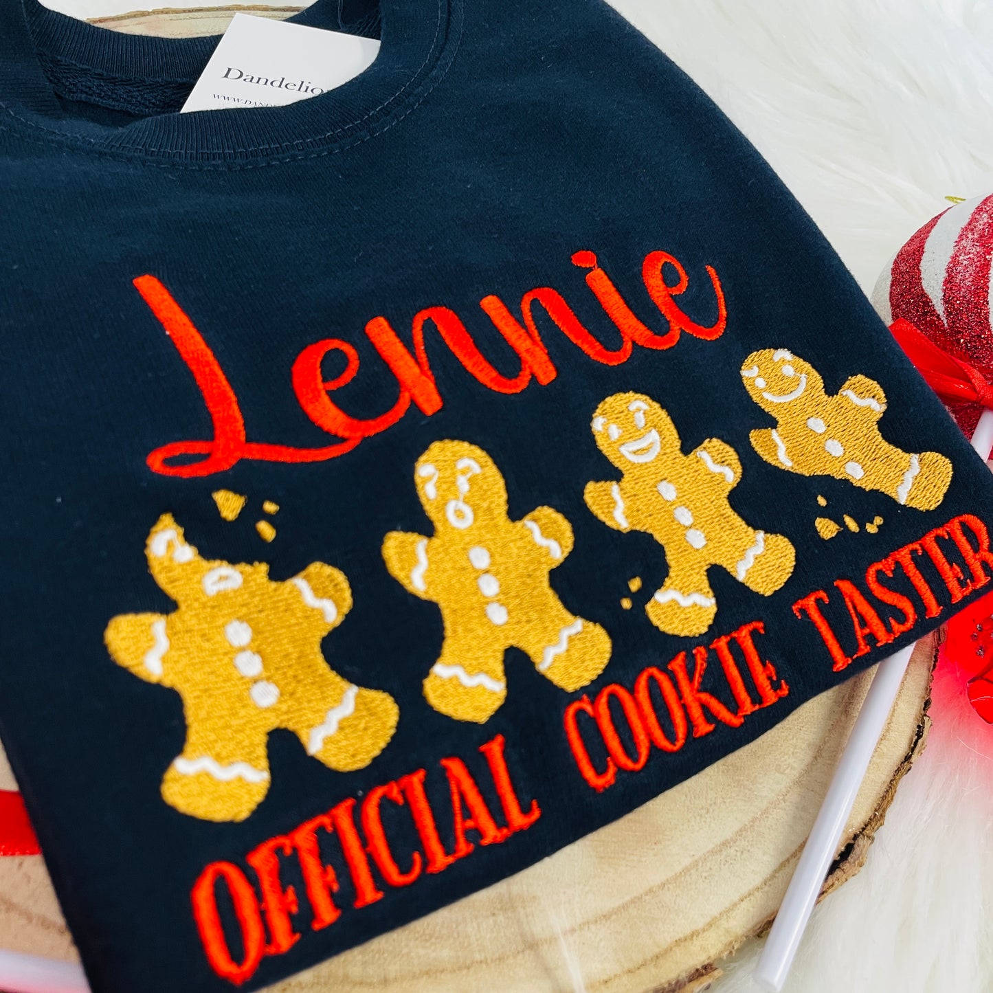 Embroidered Cookie Christmas Sweater Personalised