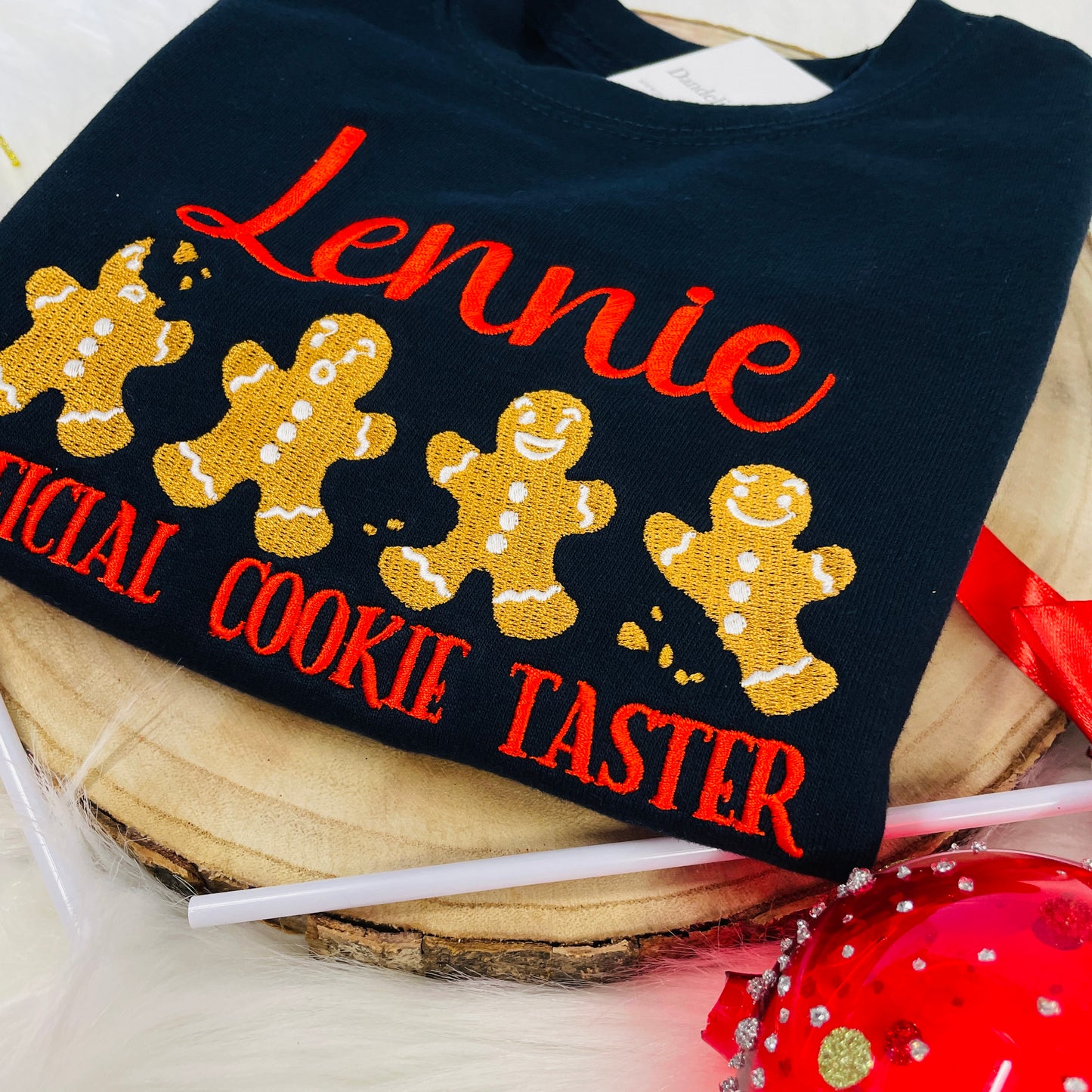 Embroidered Cookie Christmas Sweater Personalised