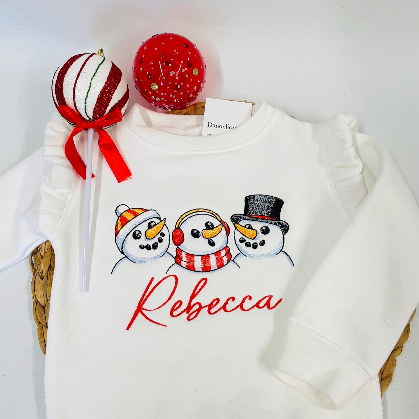 Embroidered Winter Snowmen Children’s Personalised Sweater - Girls Fashion