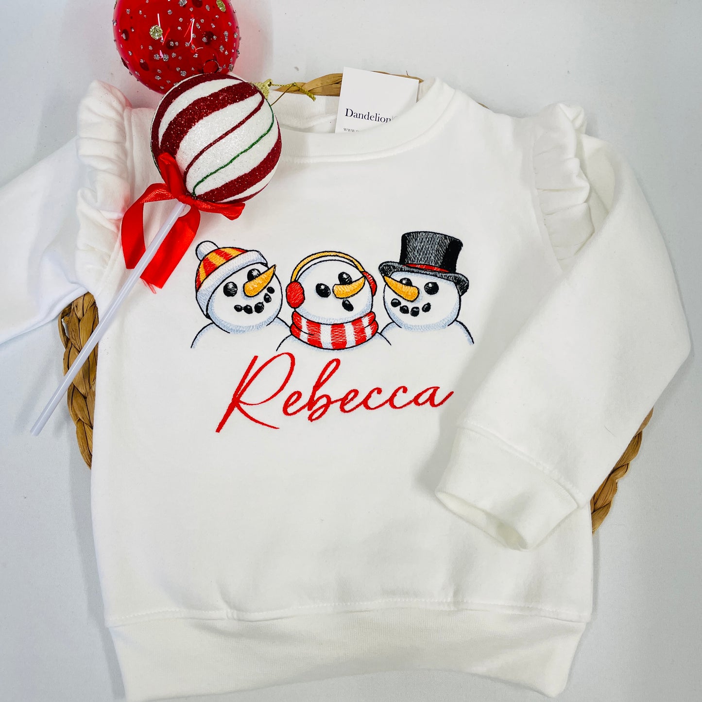 Embroidered Winter Snowmen Children’s Personalised Sweater - Girls Fashion