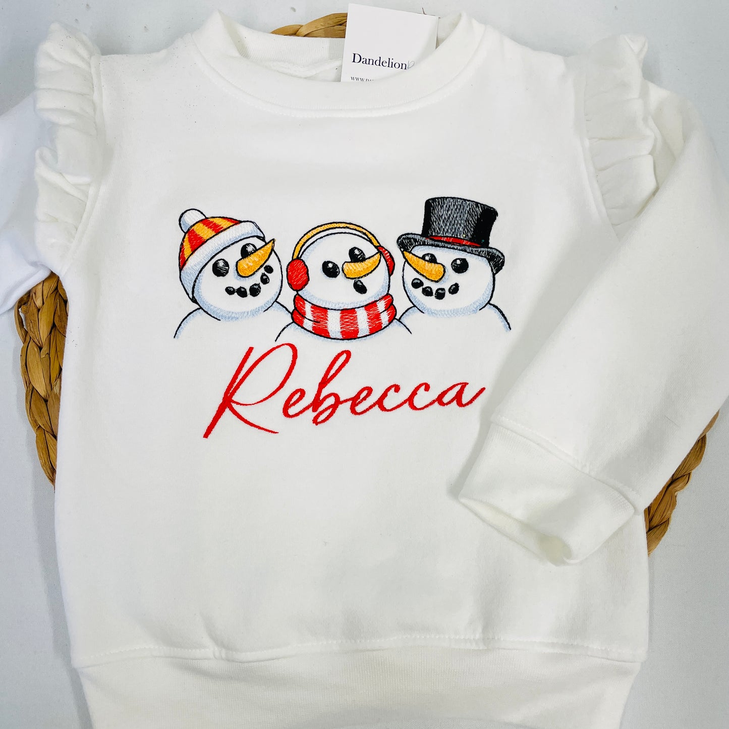 Embroidered Winter Snowmen Children’s Personalised Sweater - Girls Fashion