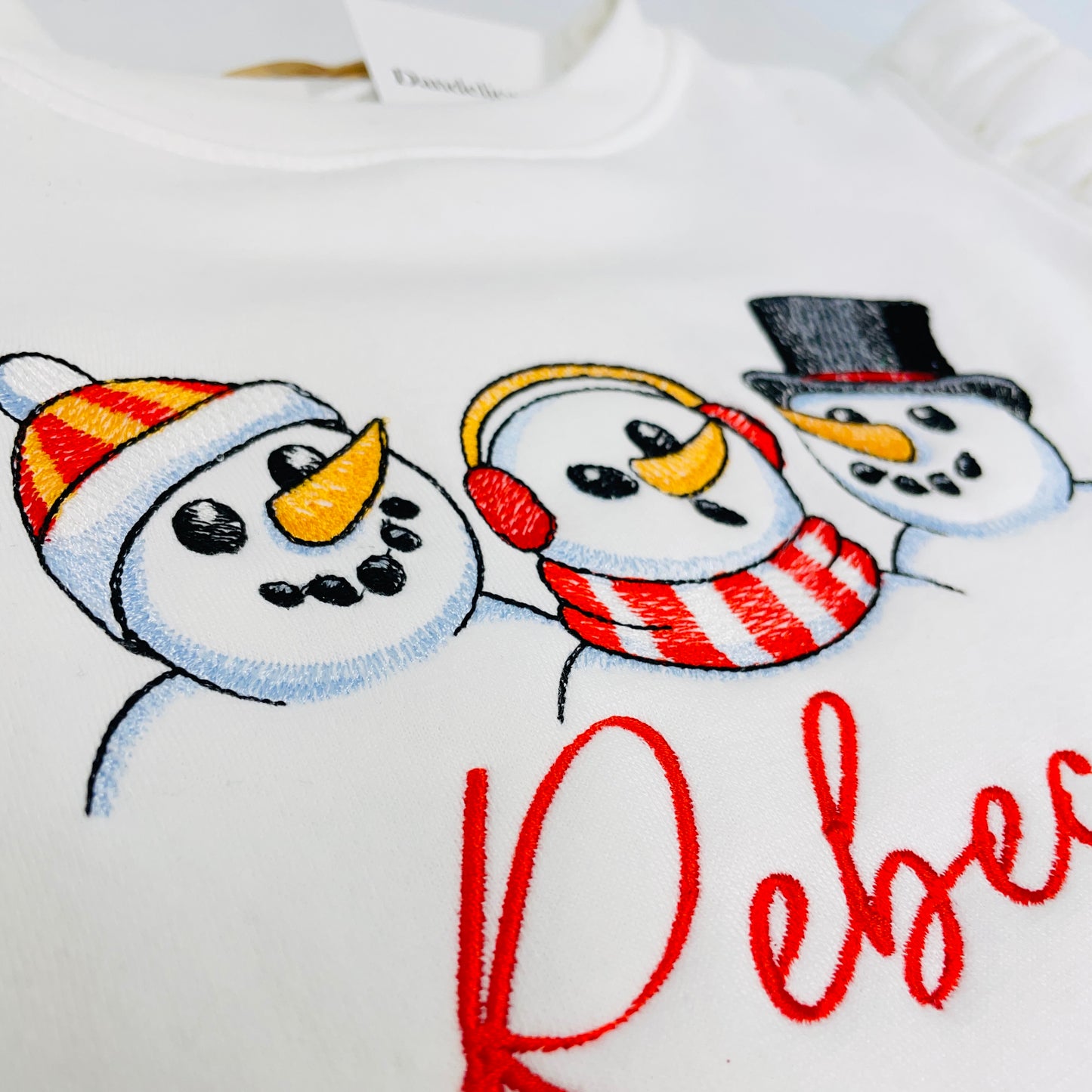 Embroidered Winter Snowmen Children’s Personalised Sweater - Girls Fashion