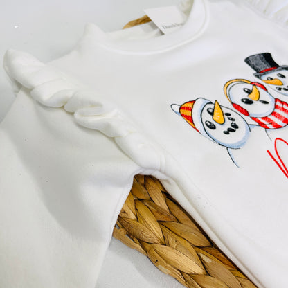 Embroidered Winter Snowmen Children’s Personalised Sweater - Girls Fashion