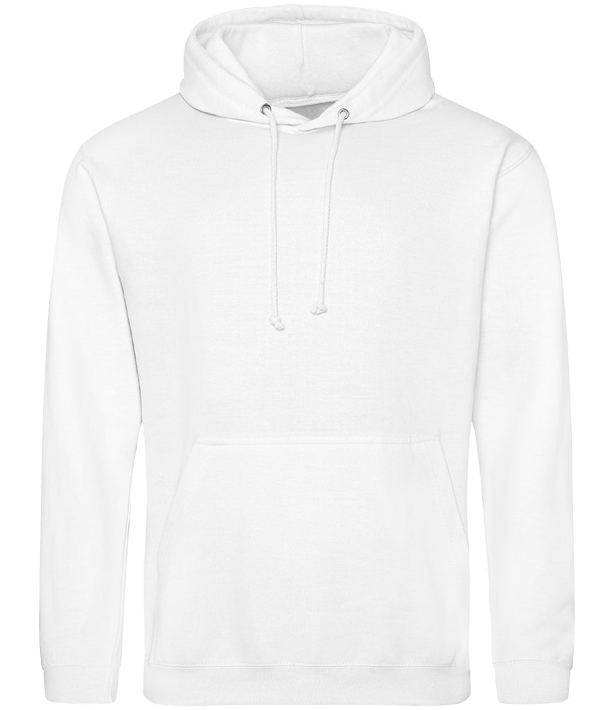 WHITE LARGE Men's AWDis Regular Logo Embroidered Workwear Hoodie