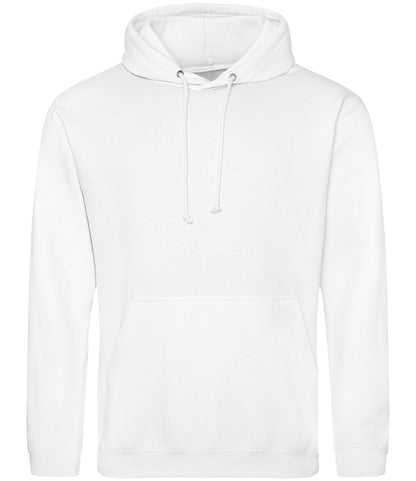 WHITE LARGE Men's AWDis Regular Logo Embroidered Workwear Hoodie