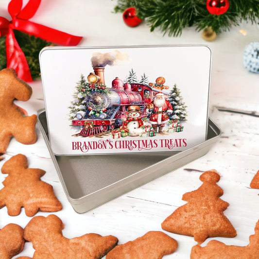 Polar Express Personalised Christmas Treats or Sweets Metal Tin. Stocking Filler gift idea.